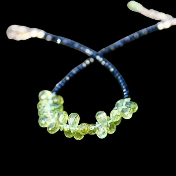 Sparkling Natural Black Spinel and Peridot Bracelet in 14k Solid Gold 7.2" - Picture 5 of 5
